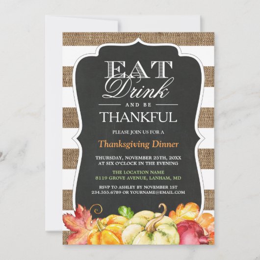 Eet Drink en ben dankbaar | Rustige Thanksgiving Kaart (Voorkant)