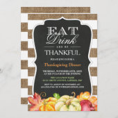 Eet Drink en ben dankbaar | Rustige Thanksgiving Kaart (Voorkant / Achterkant)