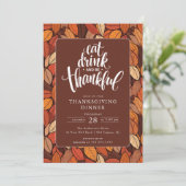 Eet Drink en ben dankbaar voor Thanksgiving Kaart (Staand voorkant)