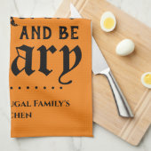 Eet Drink en ben de eng Halloween Familie van de D Theedoek (Quarter Fold)