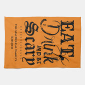 Eet Drink en ben de eng Halloween Familie van de D Theedoek (Horizontaal)