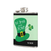 Eet, drink en ben de Ierse Klaver van | Heupfles (Links)