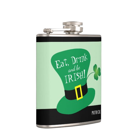 Eet, drink en ben de Ierse Klaver van | Heupfles (Rechts)