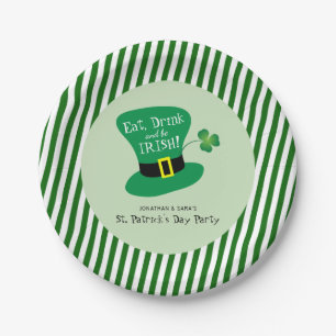 Eet, Drink en ben de Ierse St. Patrick's Day Party Papieren Bordje