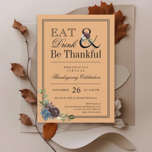 Eet Drink en ben de Thankful Virtuele Thanksgiving Kaart
