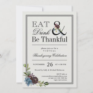 Eet Drink en ben de Thankful Virtuele Thanksgiving Kaart