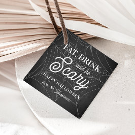 Eet, Drink en ben een enge halloween-partij Bedankjes Labels