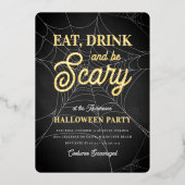 Eet, Drink en ben een enge halloween-partij Folie Uitnodiging (Voorkant)