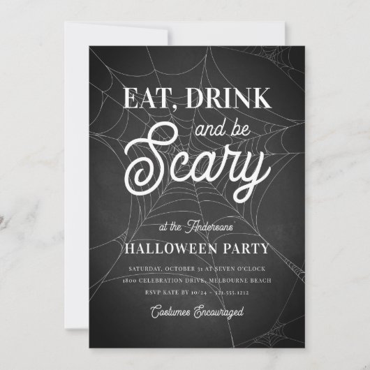 Eet, Drink en ben een enge halloween-partij Kaart (Voorkant)