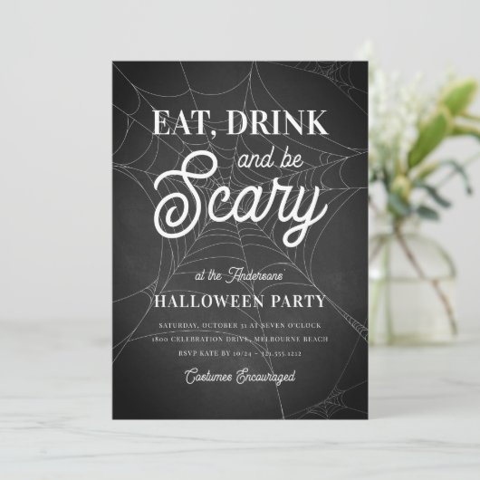 Eet, Drink en ben een enge halloween-partij Kaart (Staand voorkant)