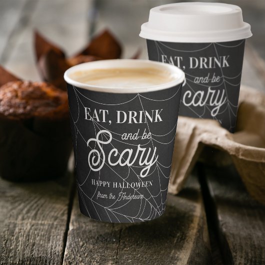 Eet, Drink en ben een enge halloween-partij Papieren Bekers