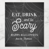 Eet, Drink en ben een enge halloween-partij Wijn Etiket (Enkel label)