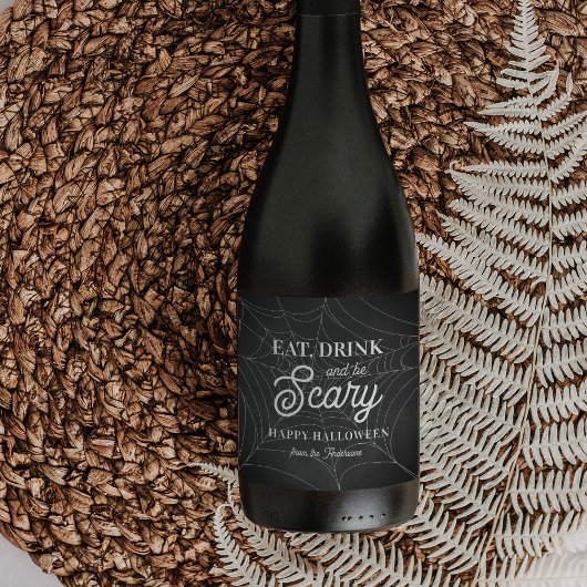 Eet, Drink en ben een enge halloween-partij Wijn Etiket