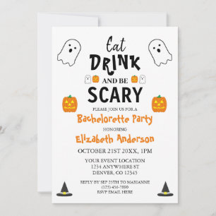 Eet, Drink en ben eng Halloween Bachelorette Kaart