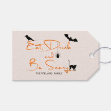 Eet Drink en ben eng Halloween Gift Labels
