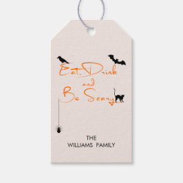 Eet Drink en ben eng Halloween Gift Labels Cadeaulabel