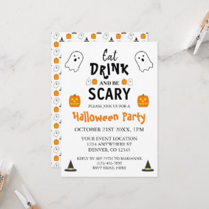 Eet, Drink en ben eng Halloween Kaart