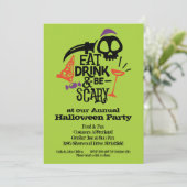 Eet Drink en ben eng Halloween Kaart (Staand voorkant)