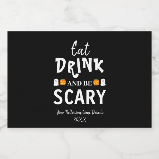 Eet, Drink en ben eng Halloween Likeurfles Etiket (Enkel label)