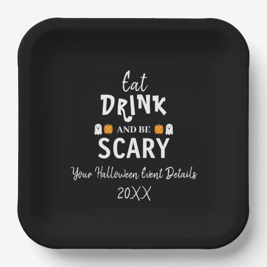 Eet, Drink en ben eng Halloween Papieren Bordje (Voorkant)