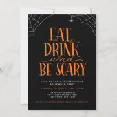 Eet, Drink en ben eng Halloween Partij Kaart (Voorkant)