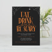 Eet, Drink en ben eng Halloween Partij Kaart (Staand voorkant)