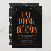 Eet, Drink en ben eng Halloween Partij Kaart (Voorkant / Achterkant)