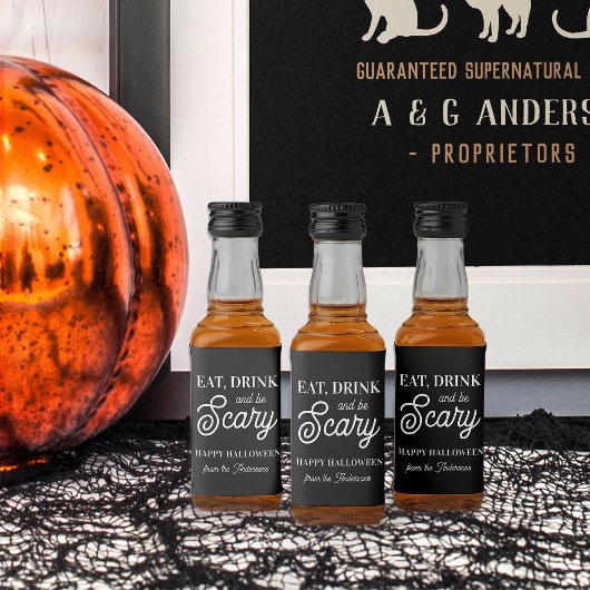 Eet, Drink en ben eng Halloween Party Favor Likeurfles Etiket