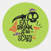 Eet Drink en ben eng Halloween Ronde Sticker (Voorkant)