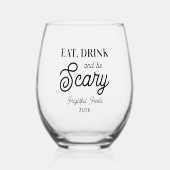 Eet, Drink en ben eng op maat Halloween Party Wijnglas Zonder Voet (Voorkant)