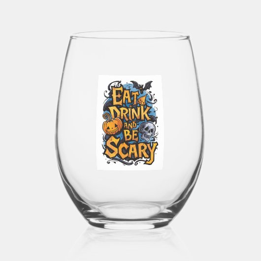 Eet, Drink en ben eng Wijnglas Zonder Voet (Voorkant)