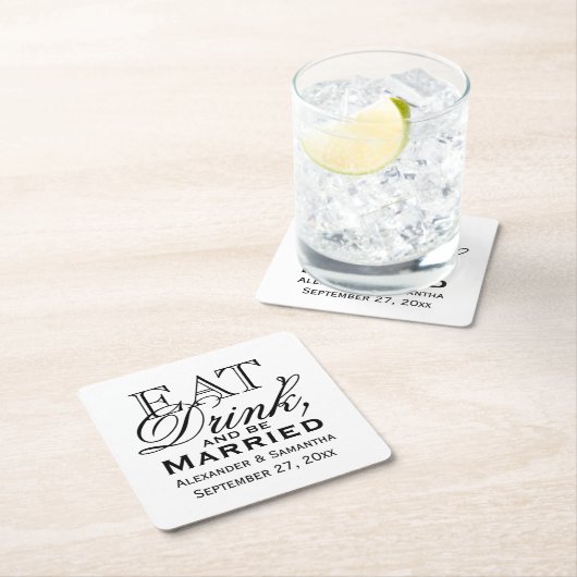 Eet, Drink en ben Gedwongen Gepersonaliseerde Wedd Kartonnen Onderzetters (Insitu)