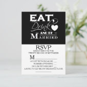 Eet Drink en ben getrouwd bruiloft RSVP (Staand voorkant)