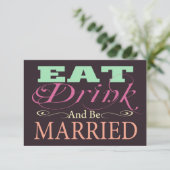 Eet Drink en ben getrouwd bruiloft RSVP (Staand voorkant)