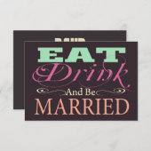 Eet Drink en ben getrouwd bruiloft RSVP (Voorkant / Achterkant)