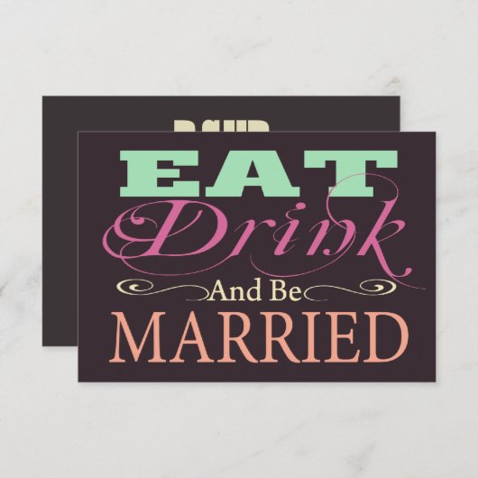 Eet Drink en ben getrouwd bruiloft RSVP (Voorkant / Achterkant)