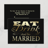 Eet Drink en ben getrouwd bruiloft RSVP (Voorkant / Achterkant)