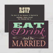 Eet Drink en ben getrouwd bruiloft RSVP Kaartje (Voorkant / Achterkant)