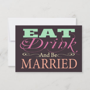 Eet Drink en ben getrouwd bruiloft RSVP Kaartje