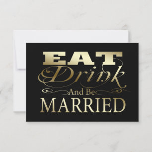 Eet Drink en ben getrouwd bruiloft RSVP Kaartje