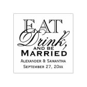 Eet, Drink, en ben getrouwd Custom Wedding Stamp Rubberstempel (Afrduk)