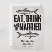 Eet Drink en ben getrouwd Shark Wedding Kaart (Voorkant)