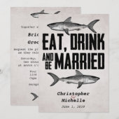  Eet Drink en ben getrouwd Shark Wedding Kaart (Voorkant / Achterkant)