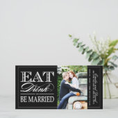 Eet, Drink en ben getrouwd Sparen de Datum uitnodi Save The Date (Staand voorkant)