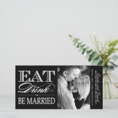 Eet, Drink en ben getrouwd Sparen de Datum uitnodi Save The Date (Staand voorkant)