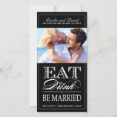 Eet, Drink en ben getrouwd Sparen de Datum uitnodi Save The Date (Voorkant)