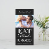 Eet, Drink en ben getrouwd Sparen de Datum uitnodi Save The Date (Staand voorkant)