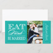 Eet, Drink en ben getrouwd Sparen de Datum uitnodi Save The Date (Voorkant / Achterkant)