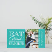 Eet, Drink en ben getrouwd Sparen de Datum uitnodi Save The Date (Staand voorkant)