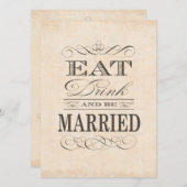 Eet, Drink en ben getrouwd  stijl bruiloft Kaart (Voorkant / Achterkant)